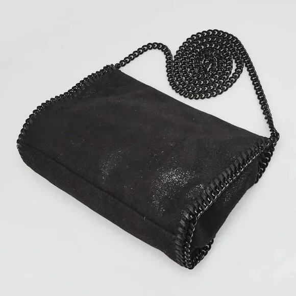 Stella McCartney Black Shaggy Dear Faux Leather Mini Falabella Bag